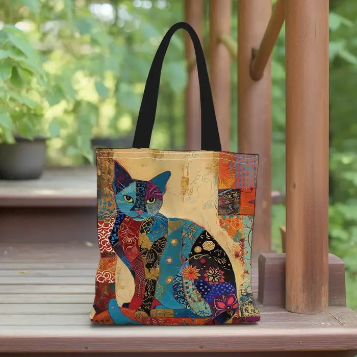 Sac fourre-tout à motif de chat floral