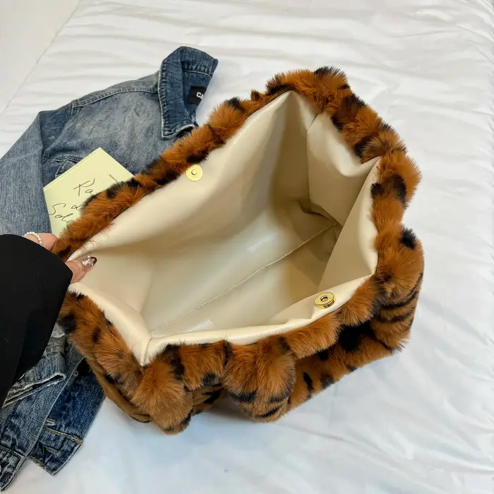 Sac à main de luxe en fausse fourrure pour femmes