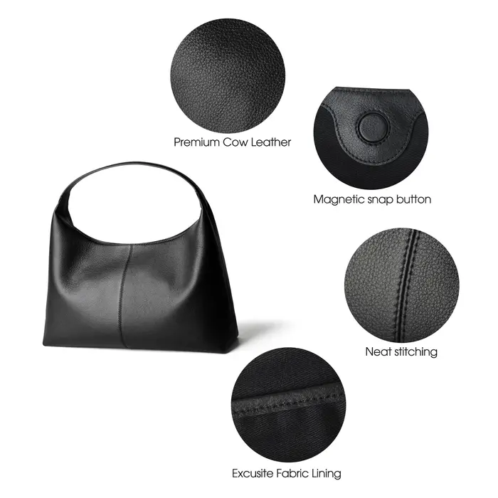 Sac hobo en cuir souple pour femme Donna-in, grande capacité, noir, sac à bandoulière décontracté