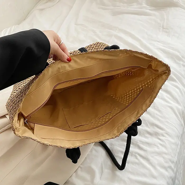 Sac à main élégant en paille tissé pour femmes