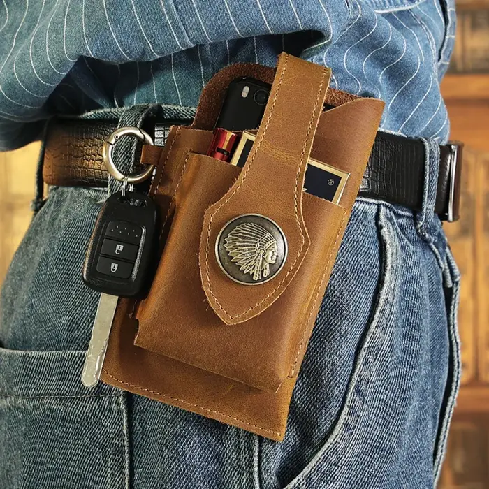 Sac de téléphone portable en cuir - Sac vintage
