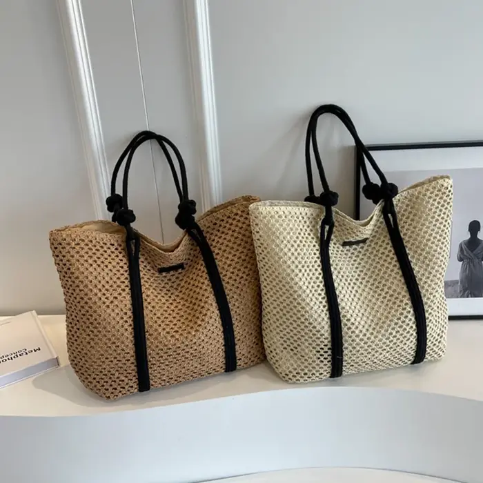 Sac à main élégant en paille tissé pour femmes