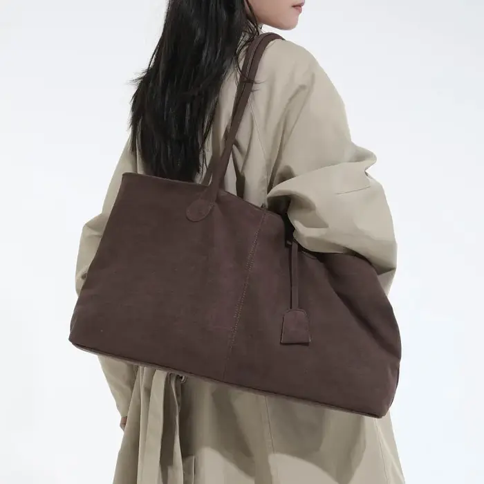 Femmes Sac fourre-tout en daim couleur unie Sac à bandoulière grande capacité sacs à main à la mode sacoche