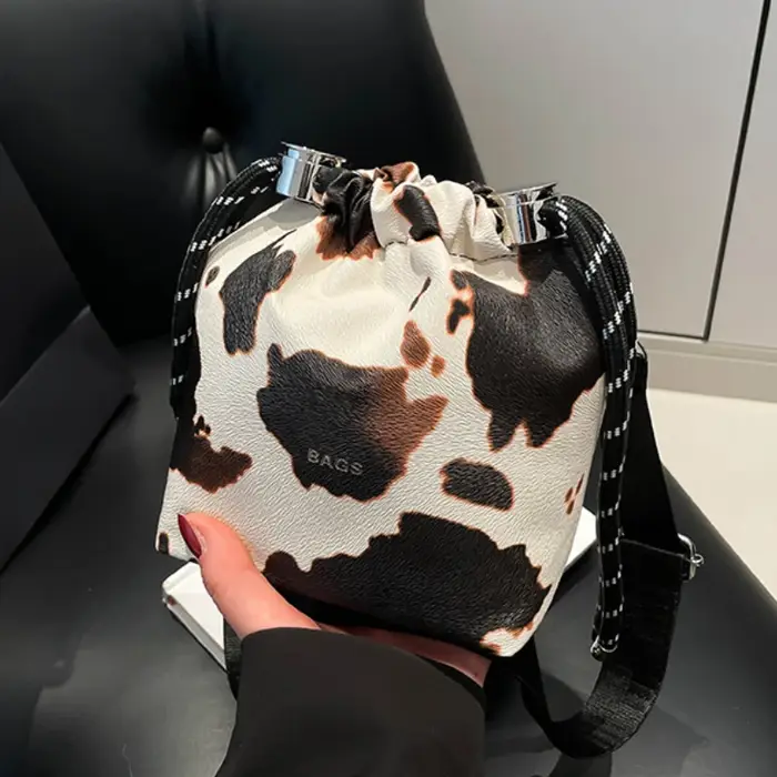 Mini sac pour femmes léopard en cuir seau sac à bandoulière petit sac de téléphone cordon sacs à ban