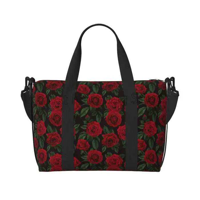 Sacs de voyage à imprimé de roses rouges pour femmes