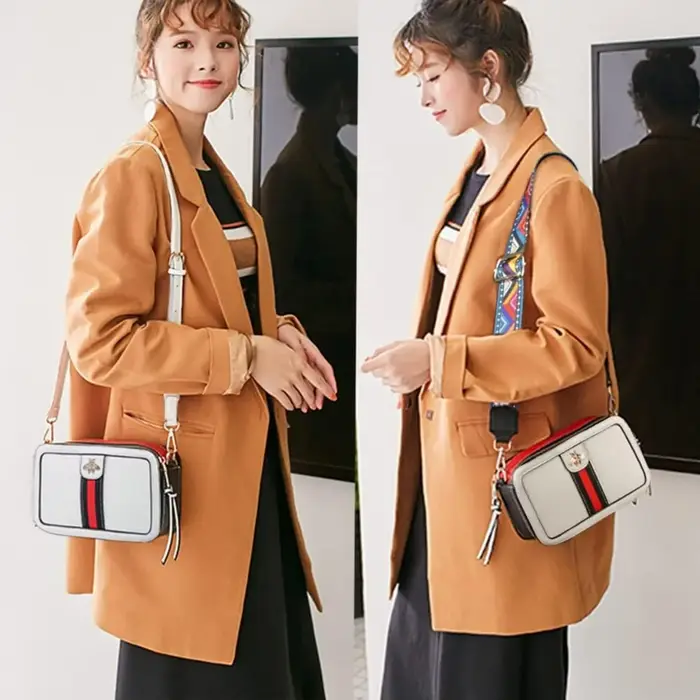 Sac à bandoulière de luxe pour femme en cuir PU, petit sac à main abeille, pochette appareil photo