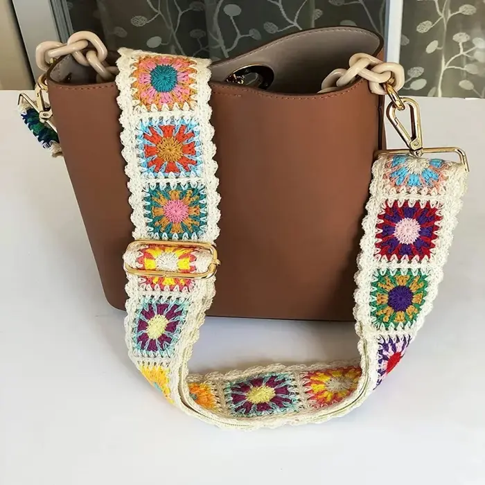Nouvelle mode Crochet fleur sac sangle large réglable sac à bandoulière