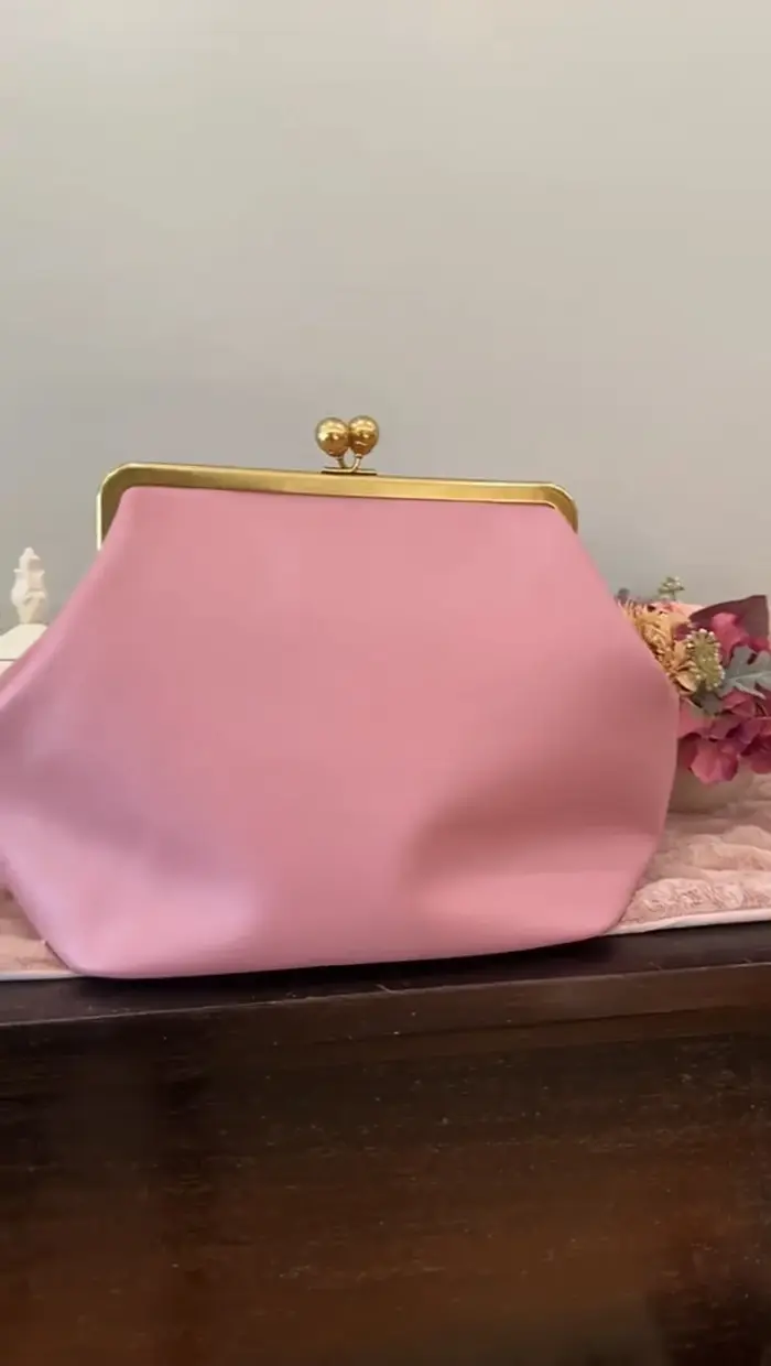 LOST IN VINTAGE sac en cuir artificiel grandes boules baiser-lock grande grande pochette sac à main 