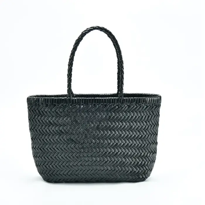 Sac à main en cuir véritable tissé