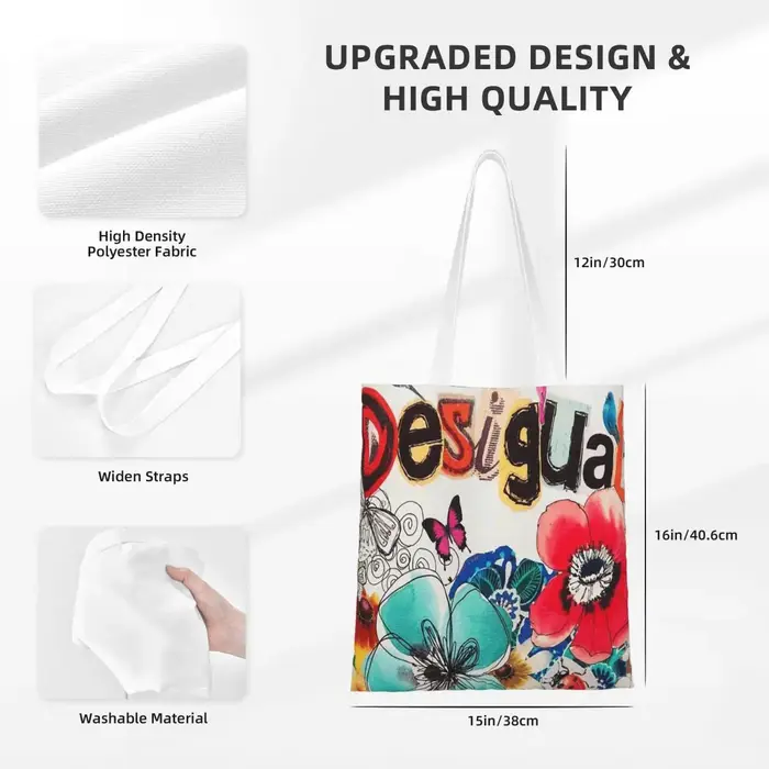 Desigual sacs à provisions personnalisés dames toile le sac fourre-tout réutilisable femmes épaule