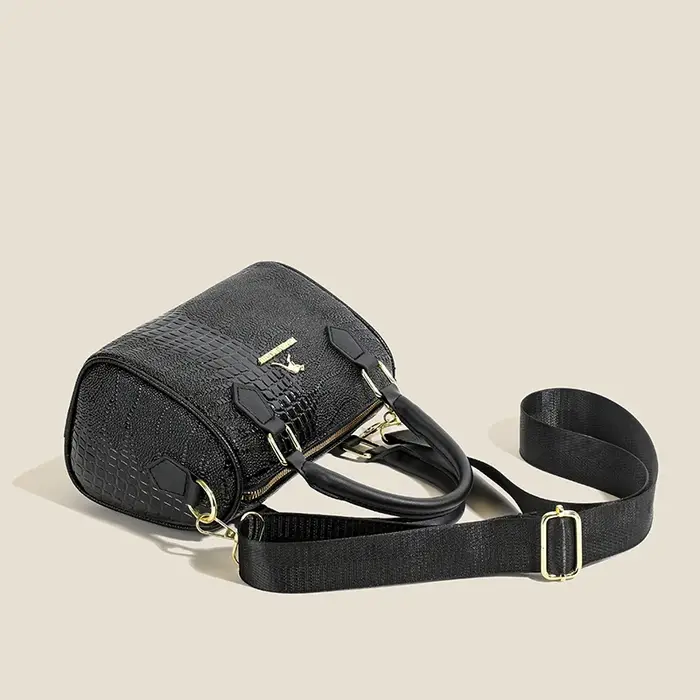 Petit sac à main mode femme sac à bandoulière couleur unie noir