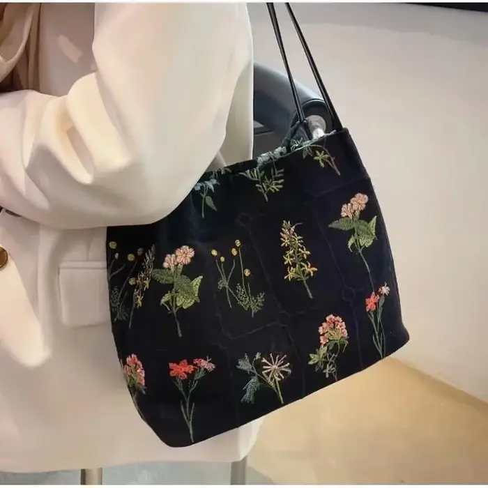 Sac fourre-tout brodé de grande capacité pour femmes