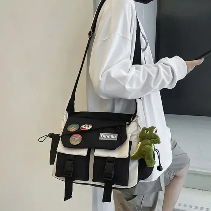 Harajuku hommes sacs à bandoulière en Nylon pour femmes Sac de messager filles école livre
