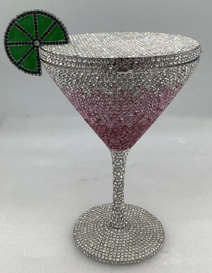 Haute qualité forme de gobelet luxe Martini Cocktail cristal clouté sac de dîner diamant pochette strass femmes sac