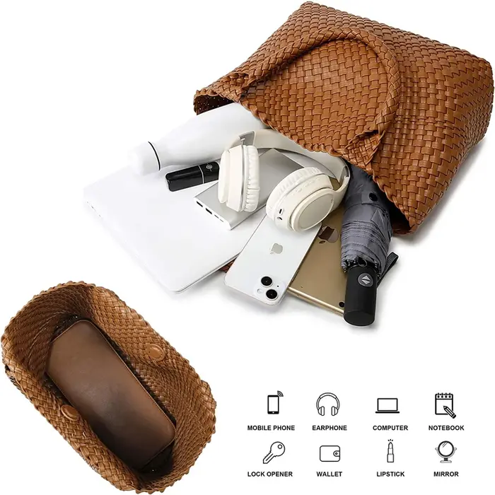 Sacs à main de styliste en tricot pour femmes, sac à bandoulière simple de grande capacité en cuir P