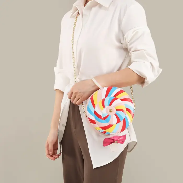Sac à bandoulière sucette couleur arc-en-ciel pour femmes