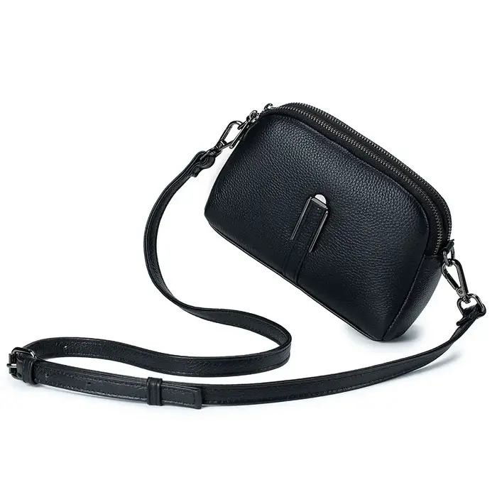 2025 nouveau sac à bandoulière pour femmes en cuir véritable décontracté avec Double fermeture éclair haut tendance couche peau de vache petit sac carré