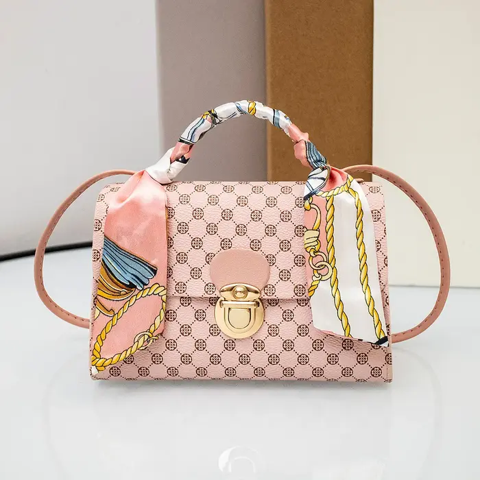 Sac à bandoulière décontracté polyvalent imprimé Floral, Design Simple, écharpe en soie, sac à main