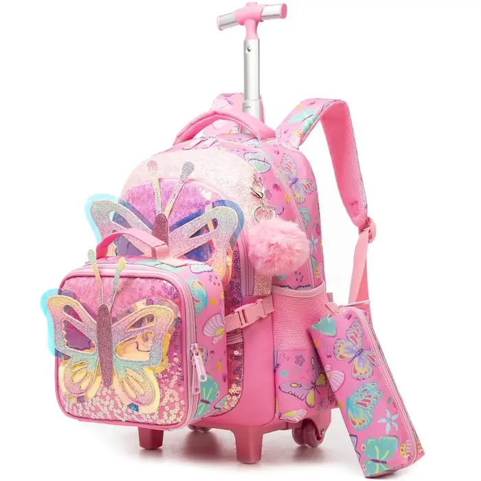 Sac à dos à roulettes licorne pour filles et enfants, sac d'école à roulettes, bagage de voyage, cad
