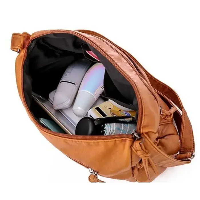 Sac à bandoulière en cuir lavé pour femmes