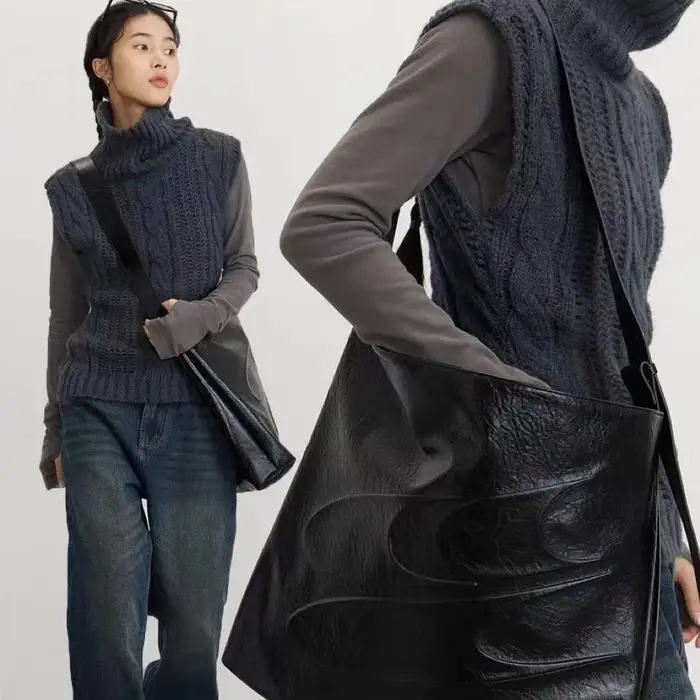 Sac fourre-tout d'avertissement à l'huile minimaliste noir