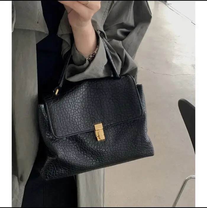 Sac fourre-tout en cuir véritable, sac à main minimaliste, sac de navetteur, sac à bandoulière et sac croisé, nouveau style, motif Litchi, vente chaude de la saison