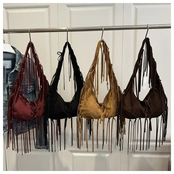 Sac à bandoulière à pompon de Style occidental
