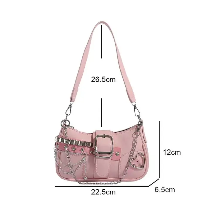 Sac à bandoulière léger en cuir PU avec sangle en chaîne