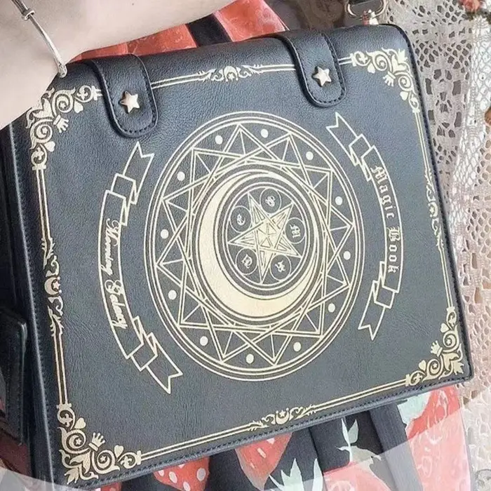 Lune livre magique Lolita sac étudiants diagonale croix Double sacs à bandoulière fille sac à dos en cuir rabat sac cartable femmes sac à main