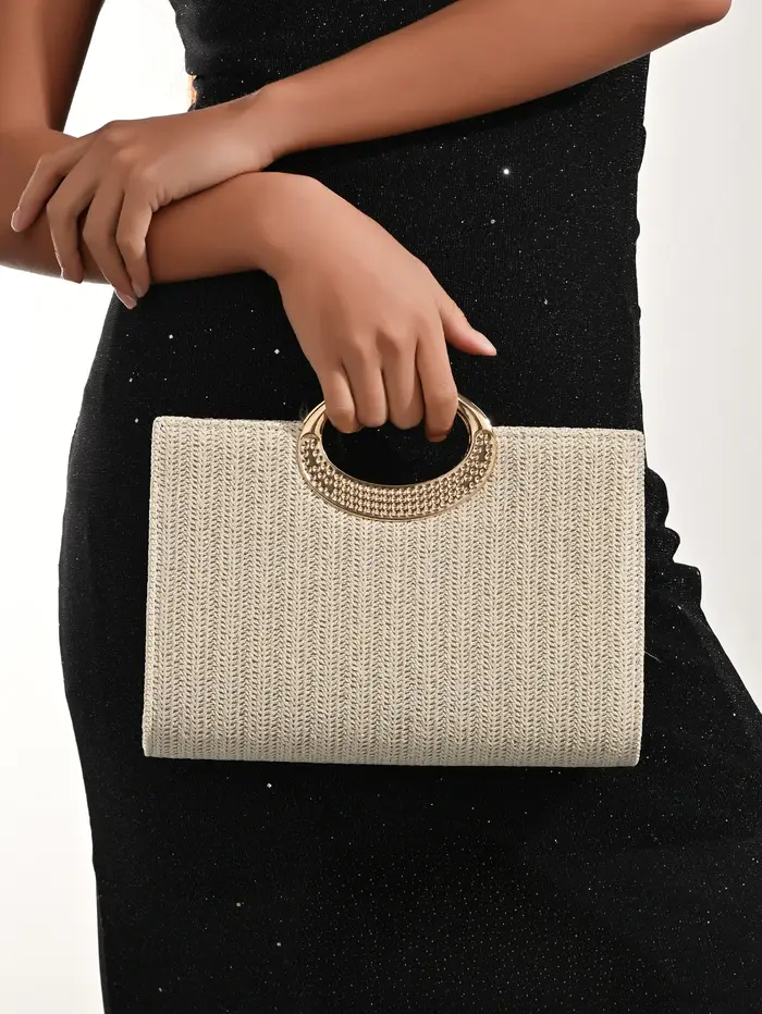 Sac de soirée pour femmes, sac à main tissé, sac à bandoulière à la mode, grande capacité, adapté au