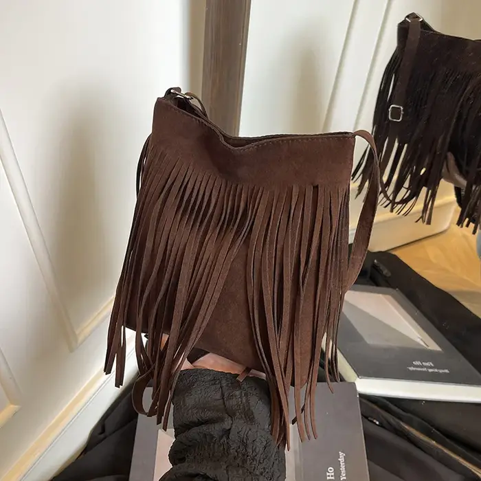Nouveau sac bandoulière style bohème à franges