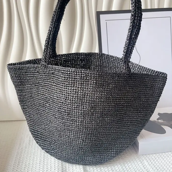 Sac fourre-tout vintage en raphia tressé