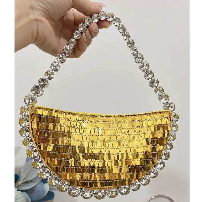 Sacs de soirée brillants à paillettes, fourre-tout rond, sac à main à bandoulière pour dames, sac à 