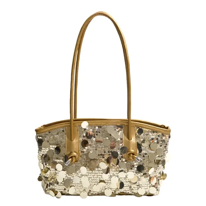 Sac fourre-tout décontracté brillant à sequins, sac à main tendance scintillant, sac de soirée grand