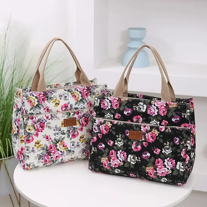 Sac de Shopping en toile à fleurs pour femmes
