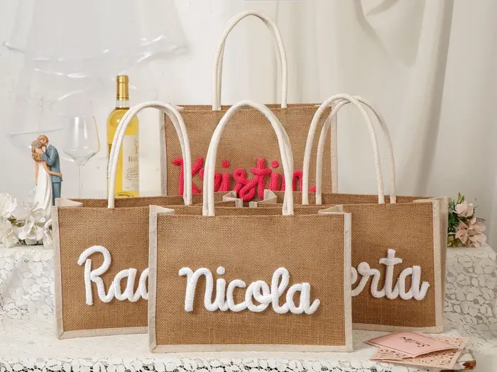 Sac fourre-tout en toile de jute personnalisé