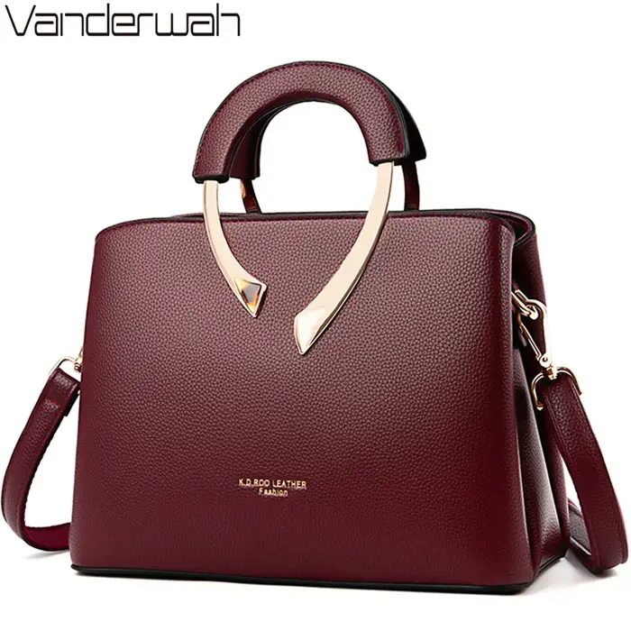 VANDERWAH véritable haute qualité en cuir fourre-tout décontracté sacs à main de luxe femmes