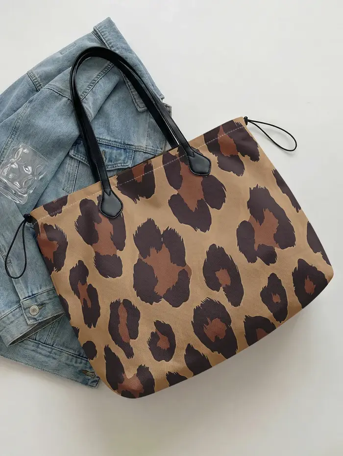 Sac fourre-tout classique à imprimé léopard