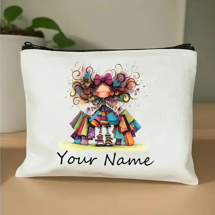 Testo de nom personnalisé, trousse de maquillage de dessin animé arc-en-ciel pour fille mignonne, organisateur de cosmétiques pour femmes, pochette Durable, trousse de toilette, trousse à crayons