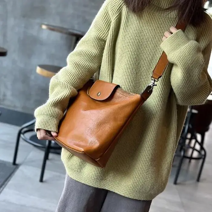 Sac à main pour femme en cuir de vachette tanné végétal vintage 2026