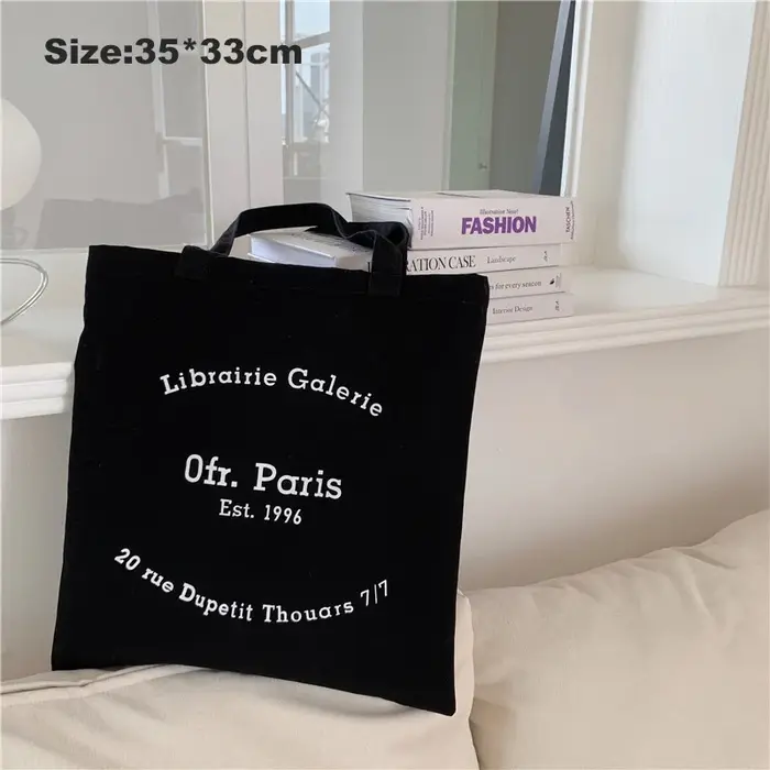 Sac de Shopping en toile pour femmes, sac à bandoulière imprimé lettres de Paris, sacs de shopping e
