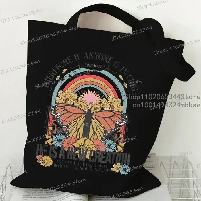 Femmes sacs à main jésus papillon toile sac Vintage fleur papillon mode fourre-tout sacs christianis