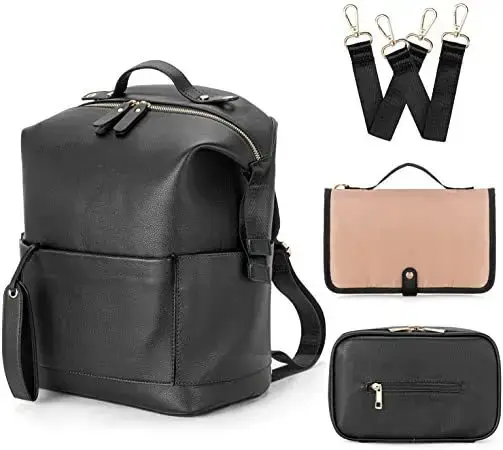 Sac maman Pu maman sac à dos mère bébé peau cuir Double sac à bandoulière bébé sac à couches bébé vo