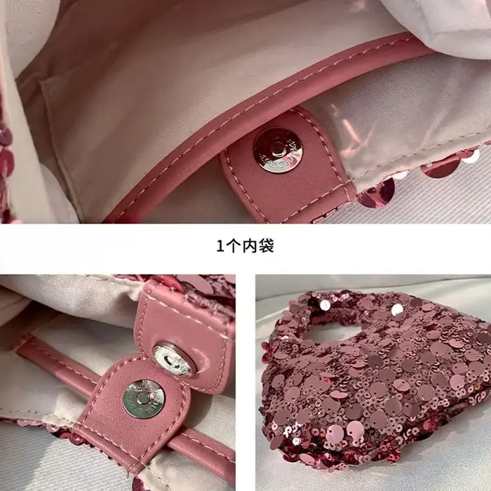 Sac à main à paillettes argentées pour téléphone portable