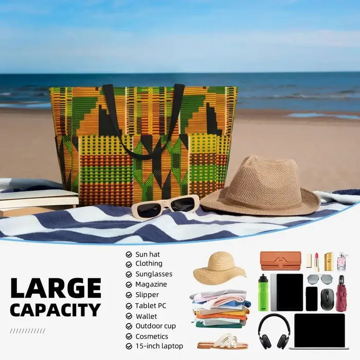 Sac fourre-tout personnalisé en tissu Kente africain pour femmes