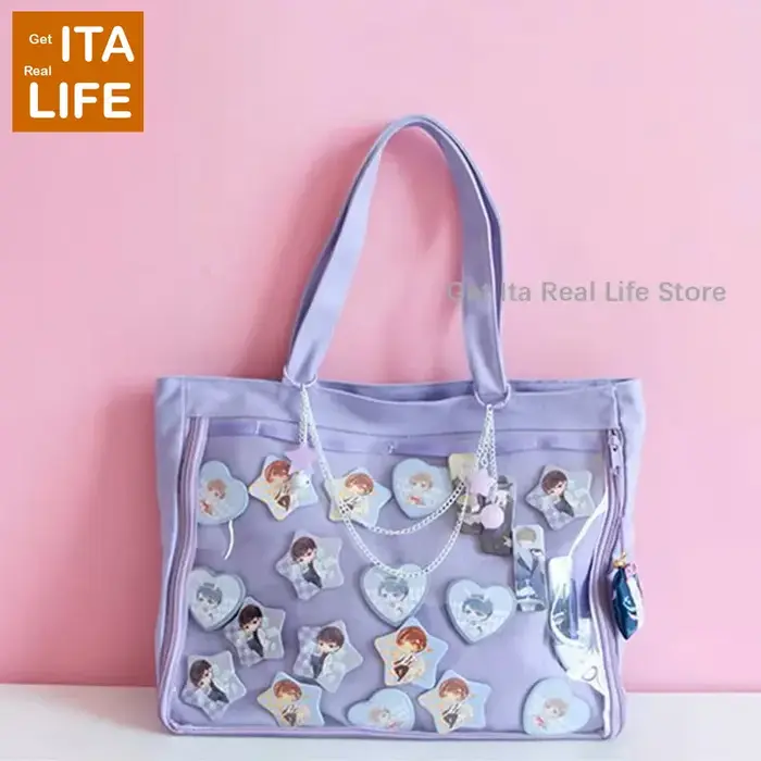 Italife violet Ita sac grand avec insérer femmes Lolita bandoulière Kawaii sac clair cartable pour adolescente Itabag épaule H210