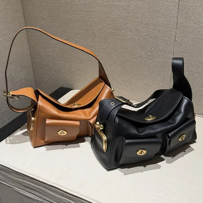 Sacs à main à bandoulière de style vintage pour femmes, sacs en cuir PU souple, grande capacité, fermeture à glissière, sac sous le bras, multi-poches, sac quotidien