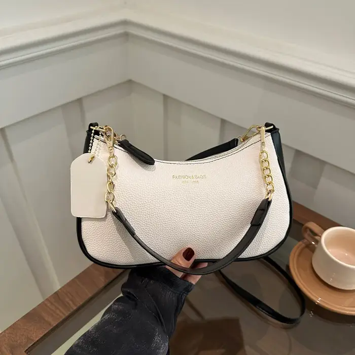 Sac à bandoulière pendentif cerise pour femmes, sac croissant en cuir PU, sangle réglable, sac sous