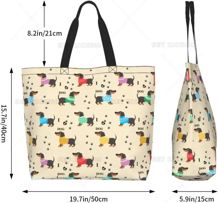 Sac fourre-tout chien teckel pour femme