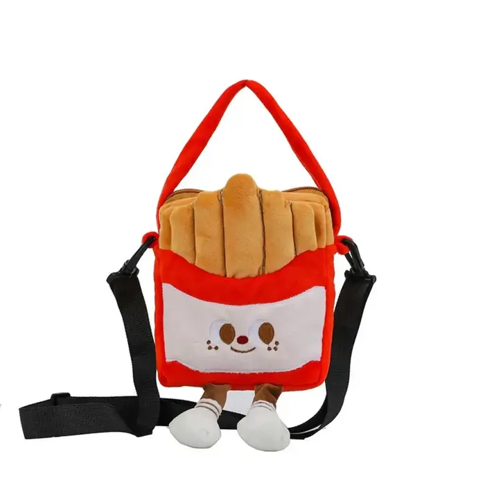 Sac à main tendance en forme de frites, sac bandoulière, sac fourre-tout moelleux en forme de hambur